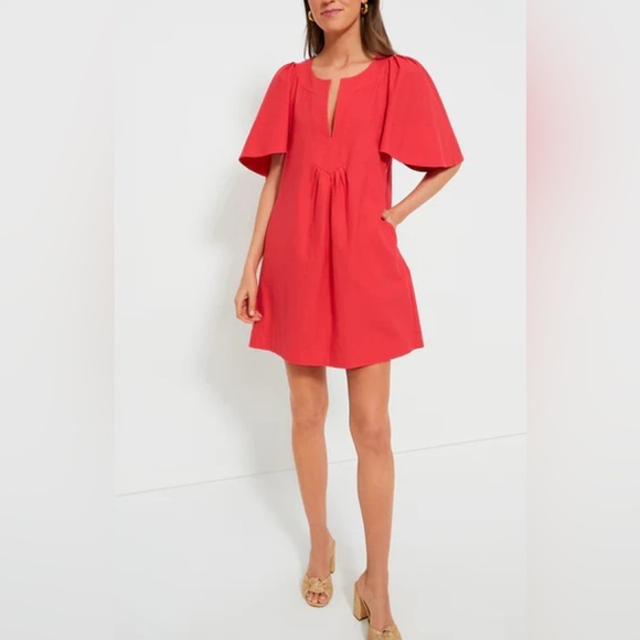 Tuckernuck POMANDER PLACE Red Finley Flutter Sleeve Dress Medium - Picture 13 of 14